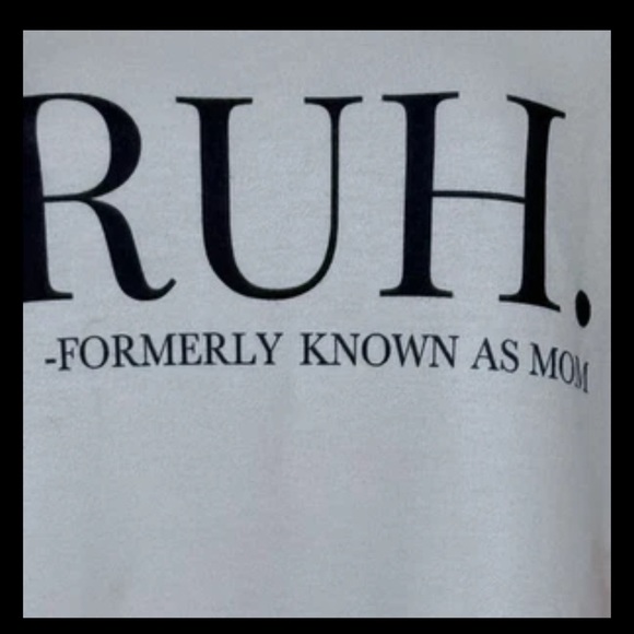 Bruh Formerly Known As Mom Sweatshirt Womens XL White Blue Funny Long Sleeves - Picture 4 of 13